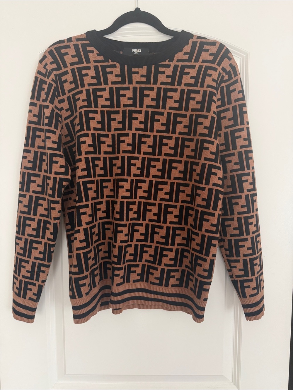 Fendi Black and Brown FF Logo Crewneck Sweater